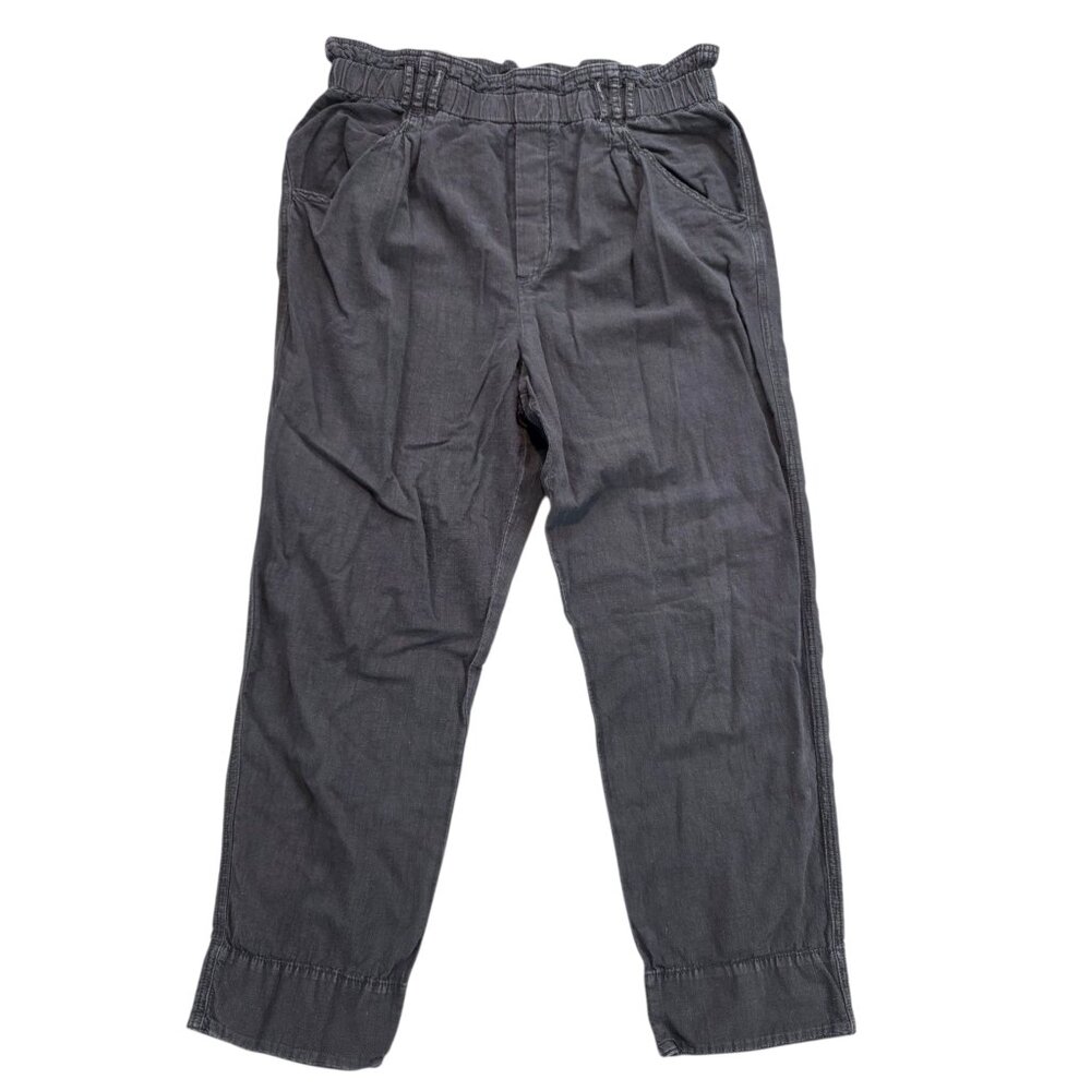 Anthropologie Paper Bag Waist Tapered Trouser Pants 100% Cotton Lightweight sz M